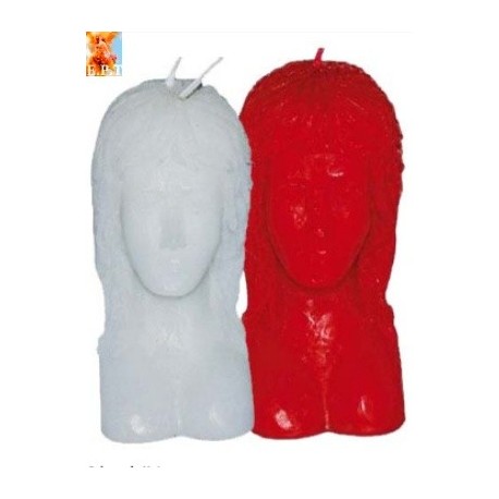 VELAS FIGURA CABEZA MUJER ROJA